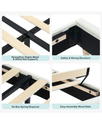 2PCS Twin Upholstered Bed Frames,Platform Bed with Bookcase Headboard, Velvet Mattress Foundation, Heavy Duty Steel Support Legs, Easy Assembly