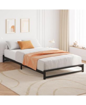 Twin Metal Platform Bed Frame Steel Slats 6 Inch Tall Mattress Foundation Easy Assembly No Box Spring