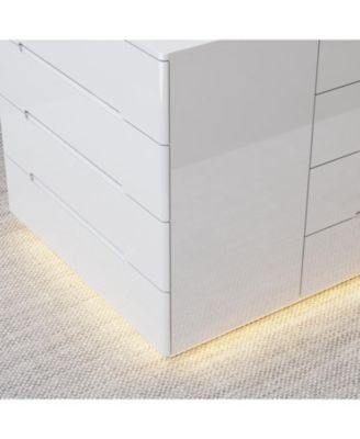 High Gloss 16 Drawer Dresser with Tempered Glass and LED Light Strip, Display Cabinet,Bedroom Armoire