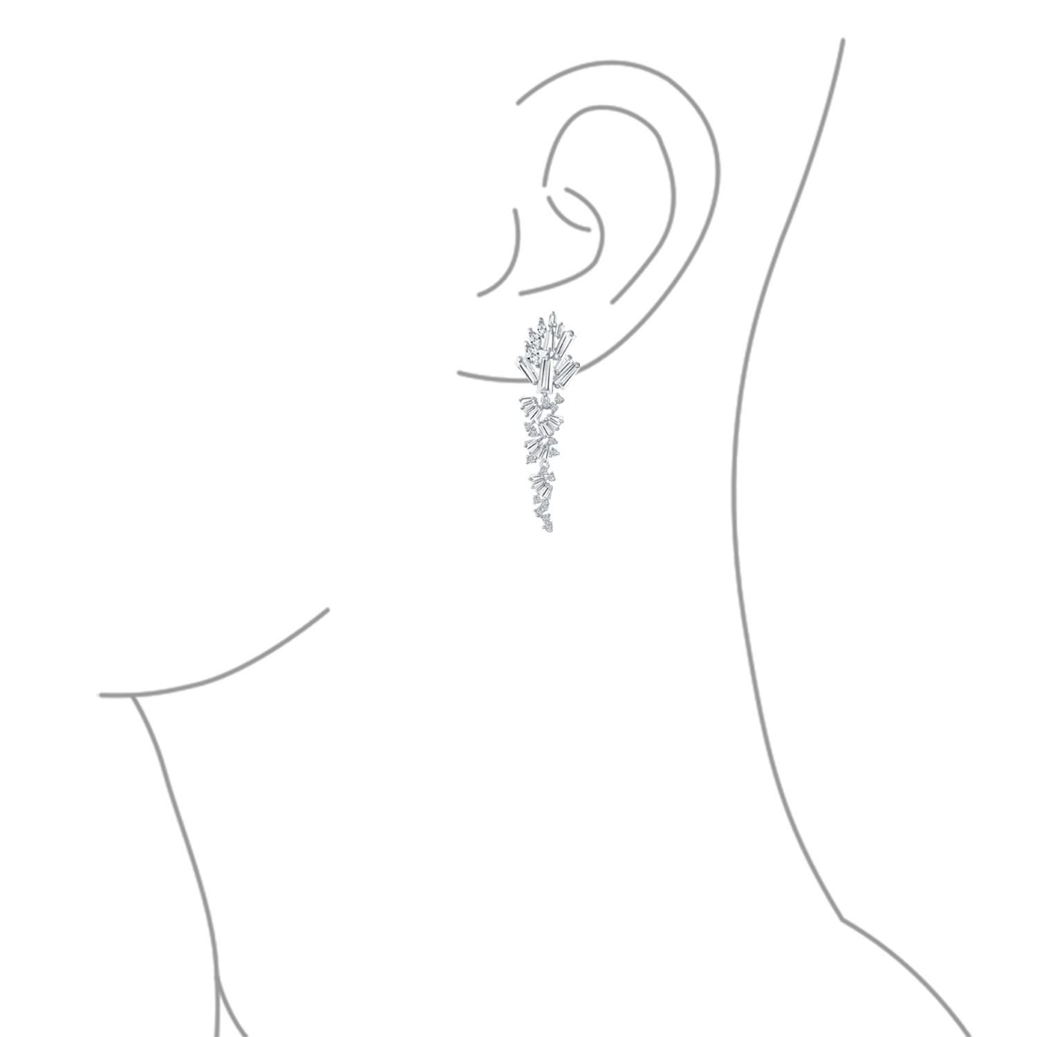 Long Cocktail Cubic Zirconia CZ Marquise Waterfall Dangle Chandlier Earrings