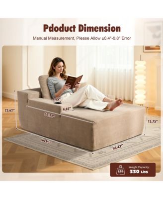 Chaise Lounge Chair, Oversized Plush Upholstered Boneless Sofa Bed, Deep Seat Sleeper Cloud Couch for Living Room, No Assembly Required