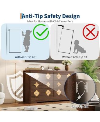 6 Drawer Dresser for Bedroom, 47.2'' Wide Dresser, Boho Chest of Drawers, Wooden Chest with Clothes Storage Cabinet