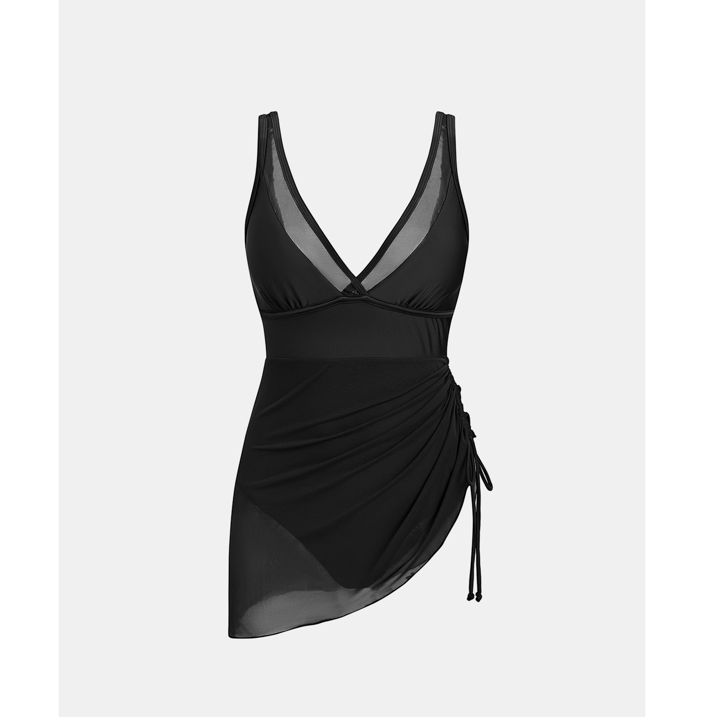 Женское платье Cupshe V-Neck Adjustable Straps Swim Dress, цвет: Чёрный — фото 4
