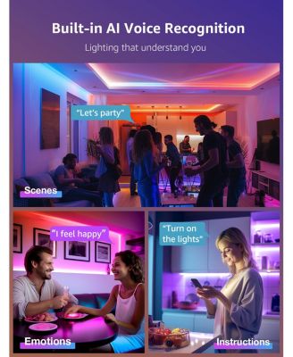 S1 65.6ft AI Smart RGBIC LED Strip Lights for Party Holiday Room Decor, Rainbow Chasing Effects, APP Control No Remote, WiFi Bluetooth