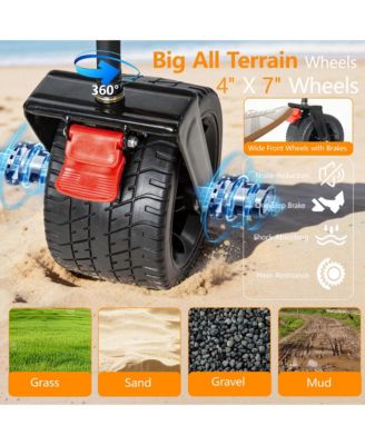 Folding Wagon Cart - Multi-Functional Push-Pull Carts with Canopy, Rotating Handle, All-Terrain Wheels, 480lbs Capacity for Transport