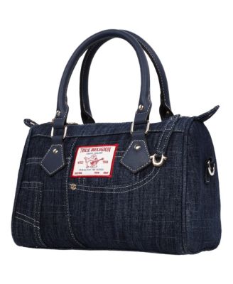 Denim Heritage Satchel with Top Handles & Crossbody Strap
