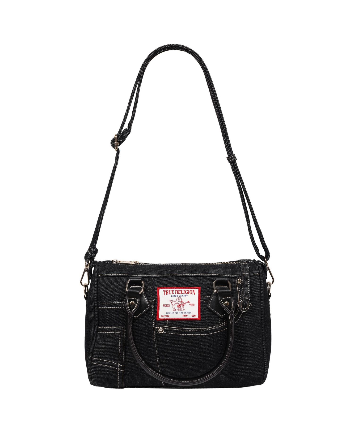 Denim Heritage Satchel with Top Handles & Crossbody Strap