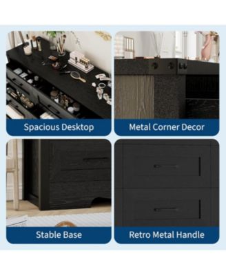 59" Wide 9-Drawer Dresser for Bedroom, Farmhouse Tall Wooden Chest of Drawers with Mid Century Modern Style