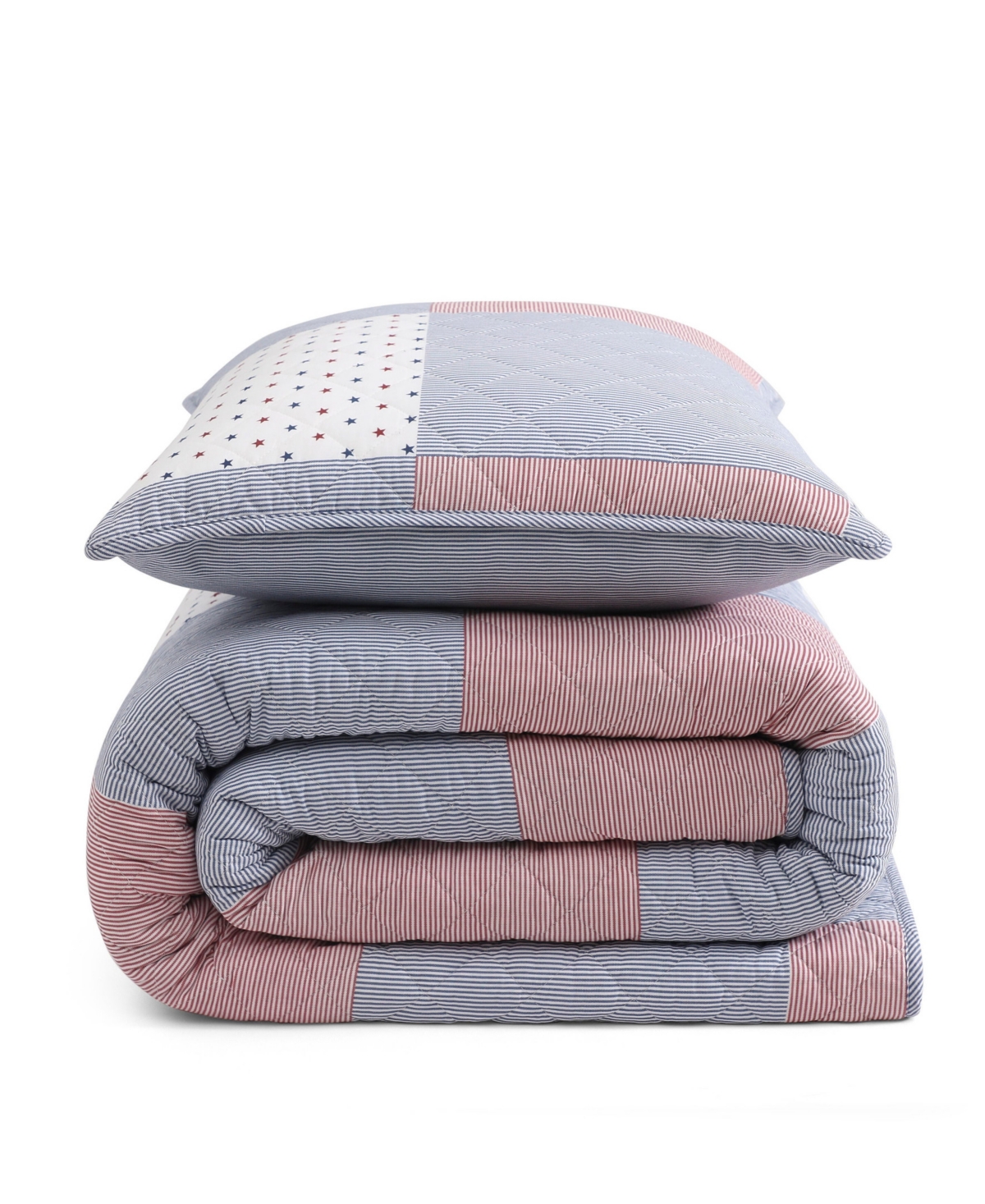 Tommy Hilfiger Ithaca Americana Patchwork Cotton Reversible -Pc. Quilt Set