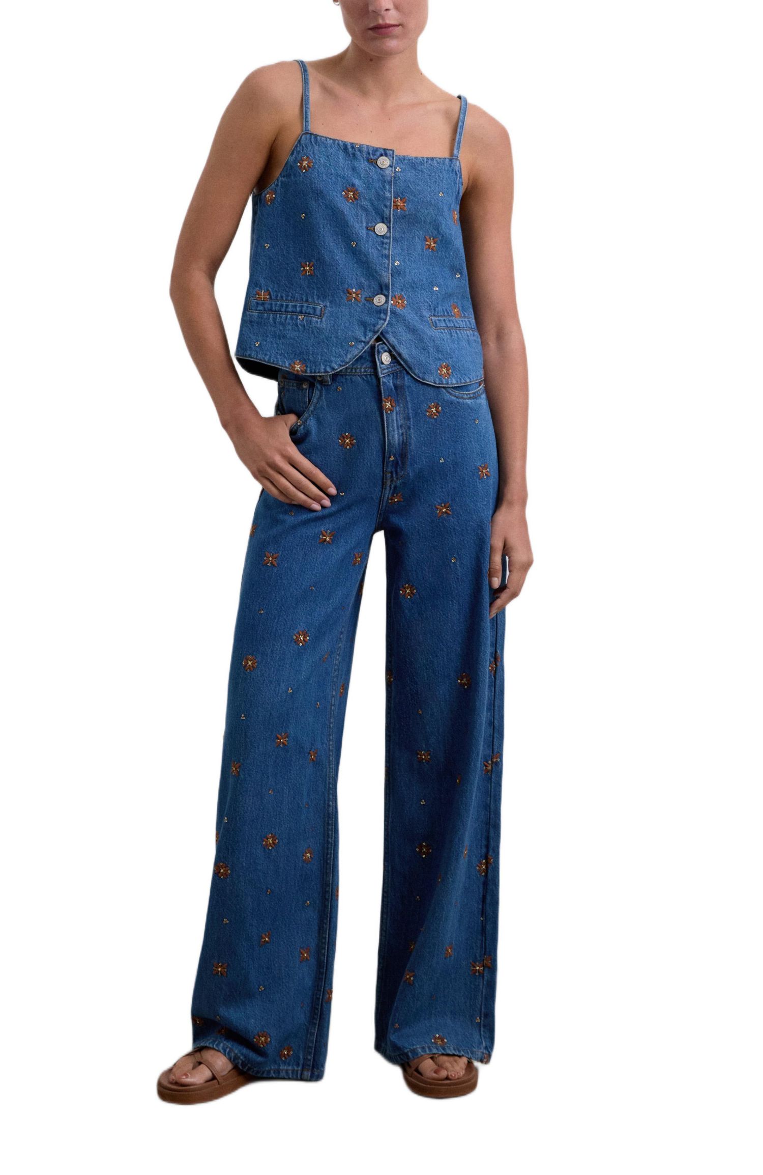 Women's Embflower Denim Pant