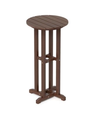 Inch Round Patio Bar Height Table with Slatted Top