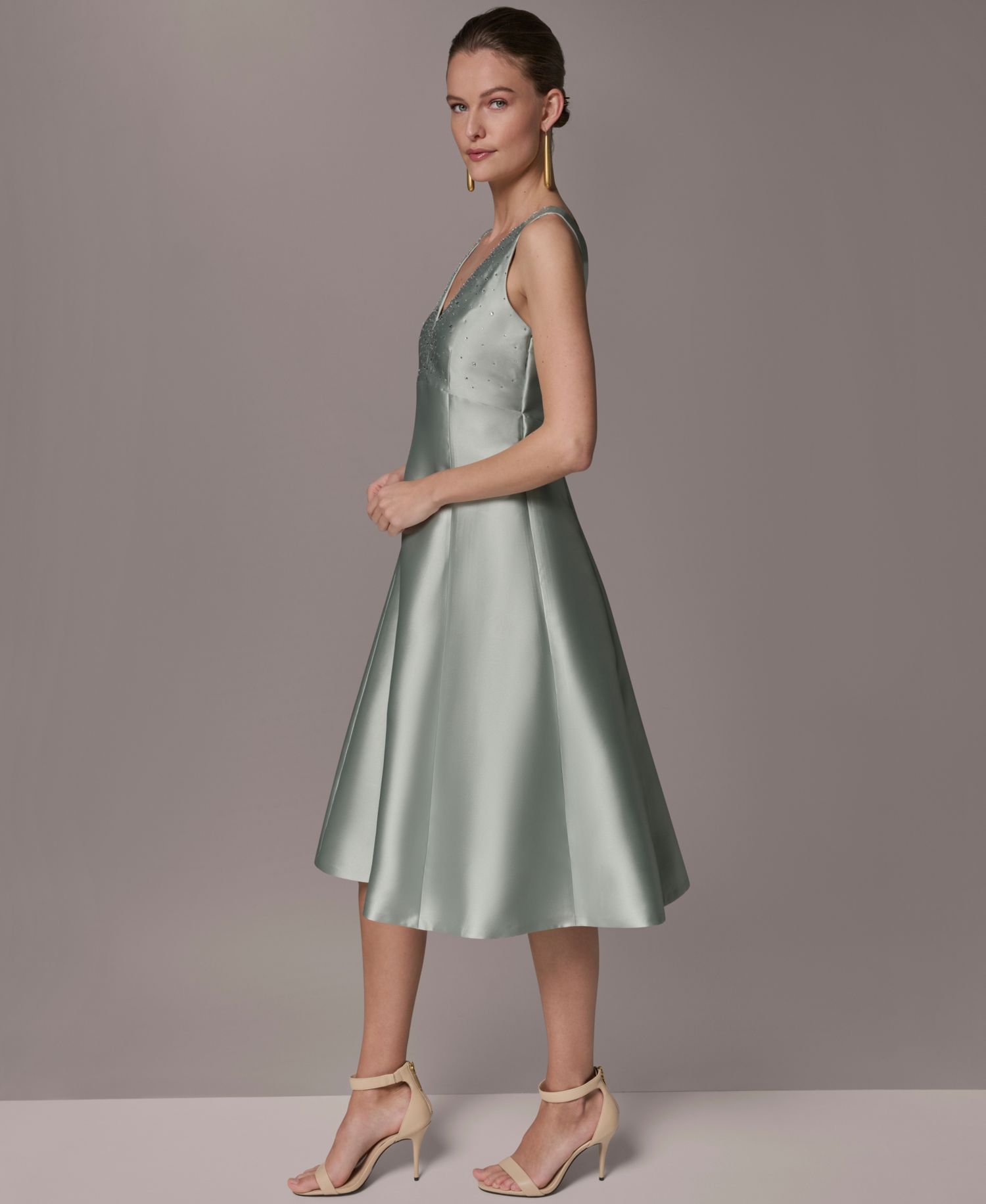 Women's A-Line Midi Dress with Hot Fix Detail