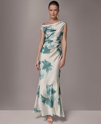 donna karan wedding guest dresses Best Black Tie Black Dress Styles for Formal Events Gowns Sleek boat and cowl necklines enhance this Donna Karan New York sleeveless maxi dress Shop Elegant Cocktail Dresses at