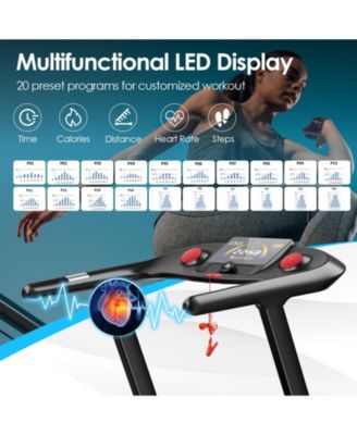 4.75HP Folding Treadmill with Preset Programs & Touch Screen-Black