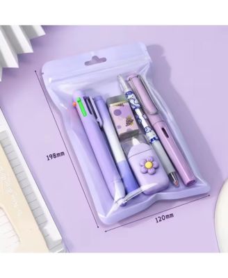 6Pcs Student Stationery Set with 6-Color Ballpoint Pens, Markers, Gel Pens, Pencils, Erasers, Correction Tape for Art Events, School