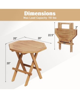 Teak Wood Octagon Coffee Table with X-Shaped Legs and Slatted Top