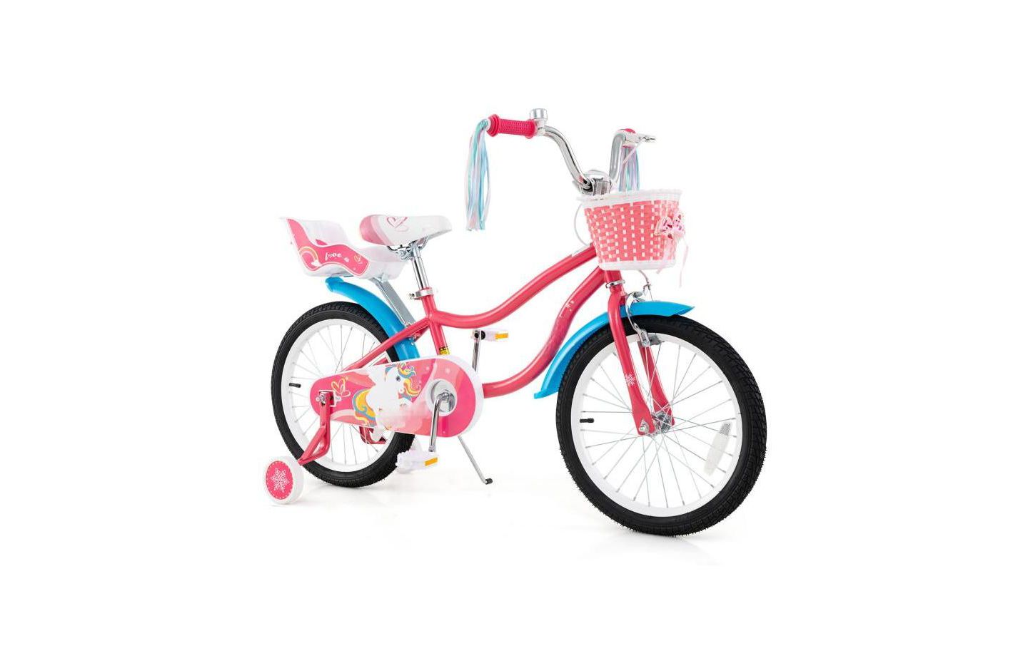 Детская игрушка HONGGE 18 Inch Adjustable Girls Bike with Doll Seat, Ages 3-5, цвет: Розовый — фото 1
