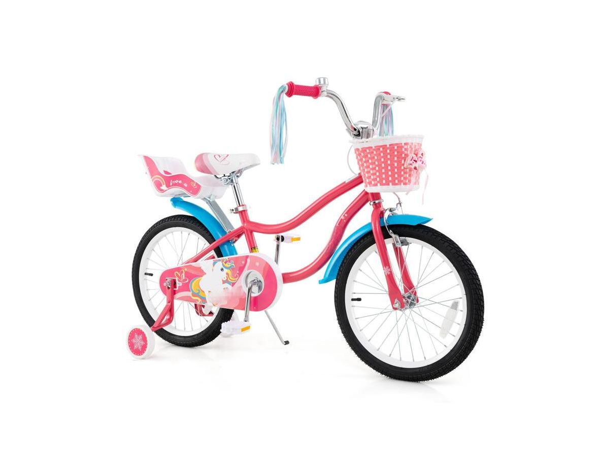 Hongge Inch Girls Bike with Doll Seat and Training Wheels for 3-5 Years