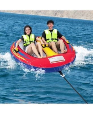 1 or 2 Person Inflatable Towable Tube for Boating with Drainage