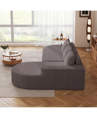 Modern Curved Chenille Sectional Sofa Couch Set, 108.5" L Shaped with 3 Pillows
