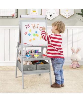 3 in 1 Art Easel for Kids with Magnetic Chalkboard and Whiteboard