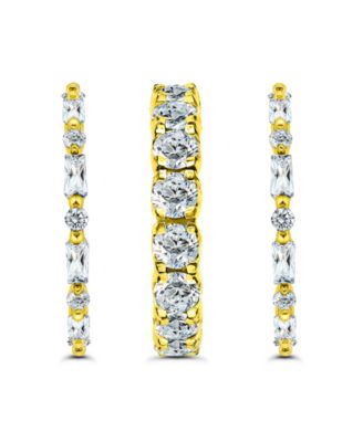 (8 1/20 ct.t.w) 3Pc. Set- 2- 4x2mm Baguette 2mm Round Cubic Zirconia Ring