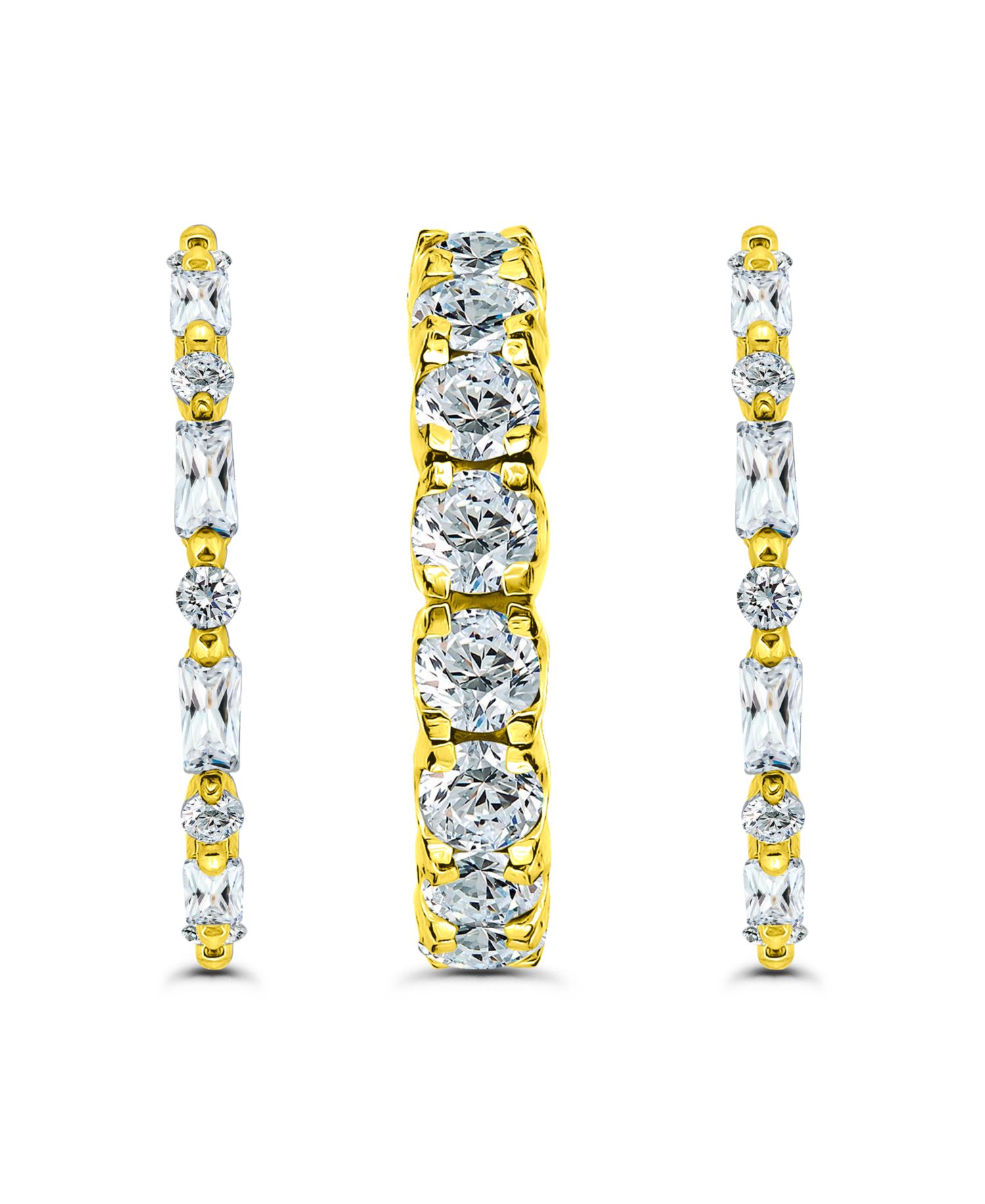 Macy's (8 1/20 ct.t.w) 3Pc. Set- 2- 4x2mm Baguette 2mm Round Cubic Zirconia Ring