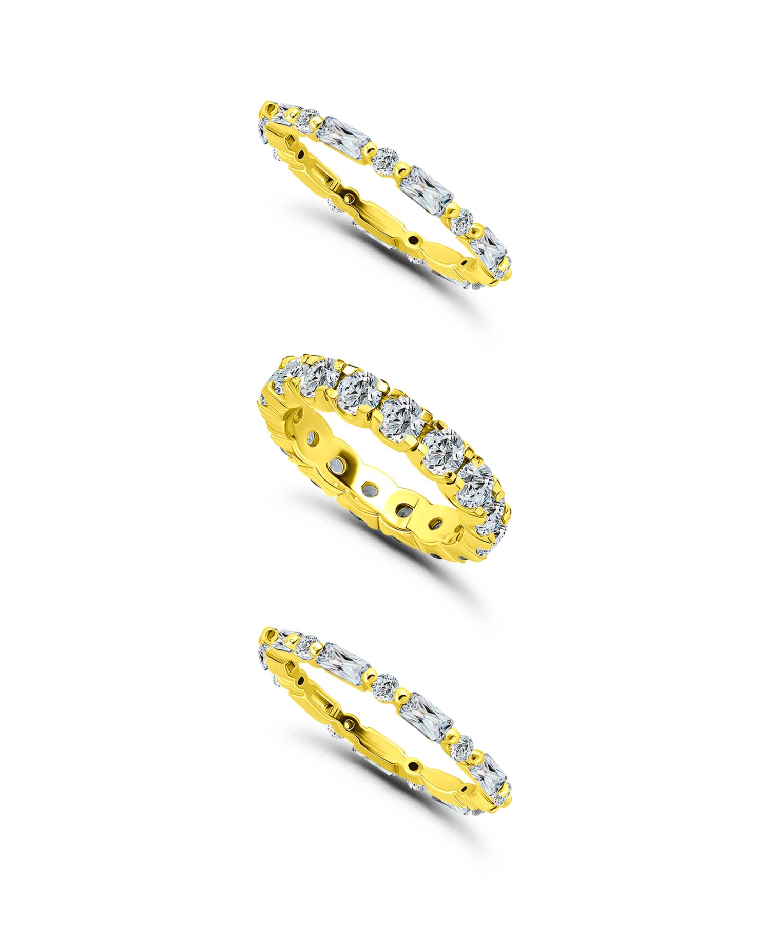 Macy's (8 1/20 ct.t.w) 3Pc. Set- 2- 4x2mm Baguette 2mm Round Cubic Zirconia Ring