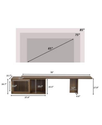Mid-Century Walnut TV Stand with Extendable Table & Cushion