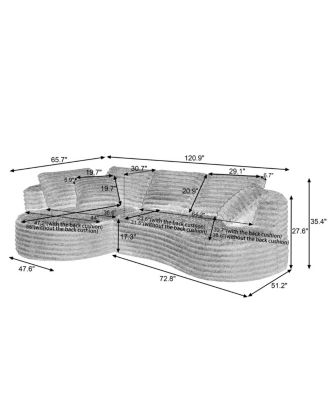 Streamdale Modern Curved L-Shape Luxury Sectional Sofa: Minimalist Comfy Sleeper Couch