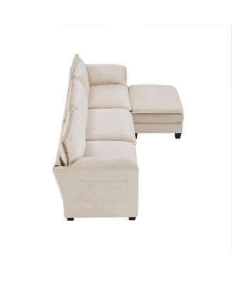 Streamdale L-shaped sofa with storage, cotton-linen velvet, 3 seats, extends, living room