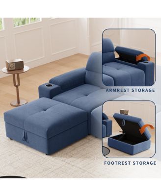  Modern L-shaped sectional sofa, 105-inch cloud sofa with adjustable backrest and ottoman