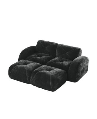 U-shaped Boneless Sofa, Soft Velvet, Tufted, High Density Sponge, No Assembly