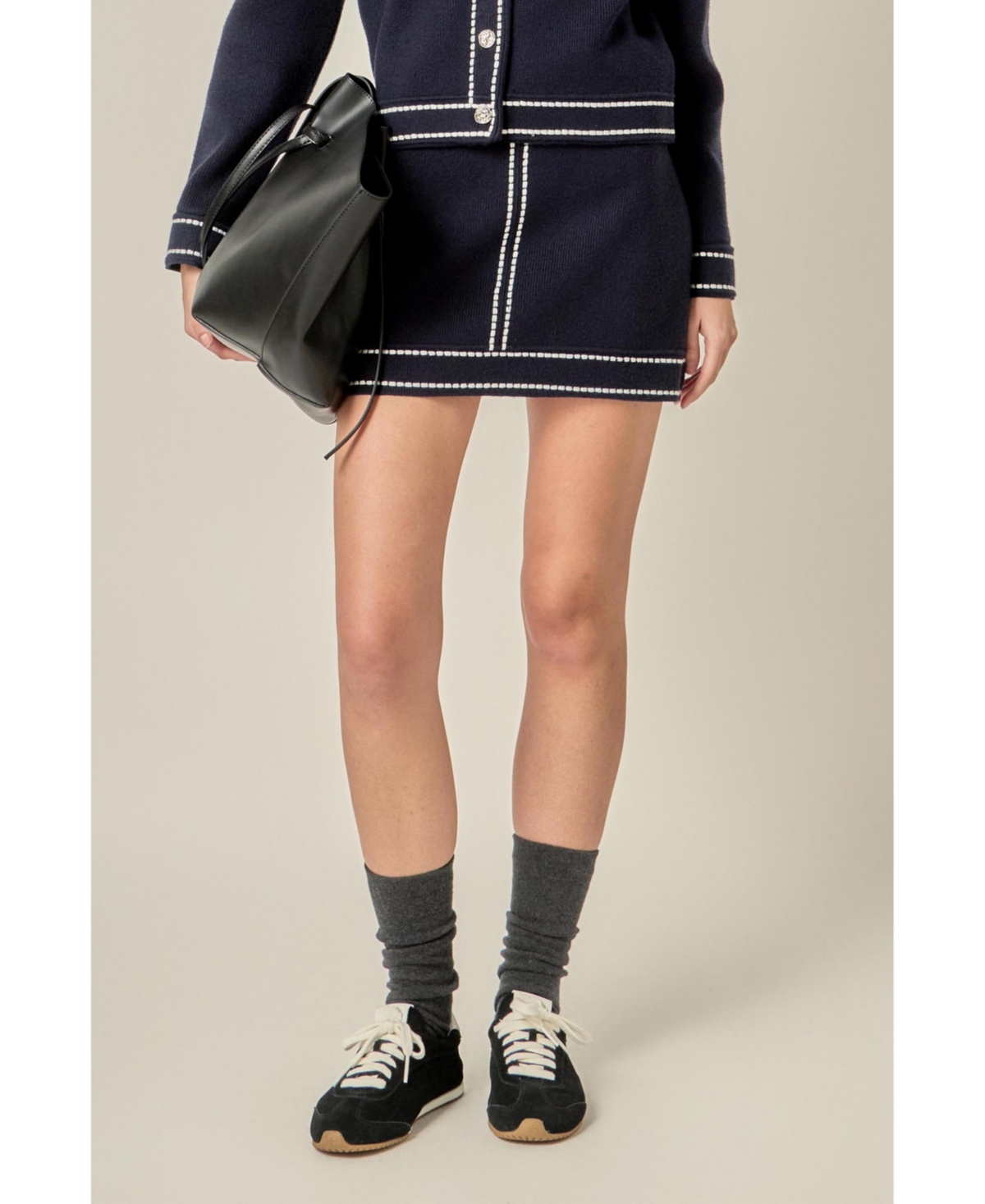 English Factory Women's Denim-Look Knit skirt