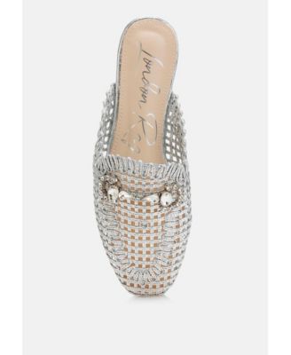 Womens Roboma Metallic Woven Diamante Mules