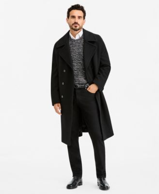 Men's Classic-Fit Solid Wool-Blend Overcoat