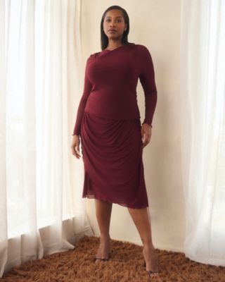 Plus Size Annalise Mesh Bodycon Midi Skirt