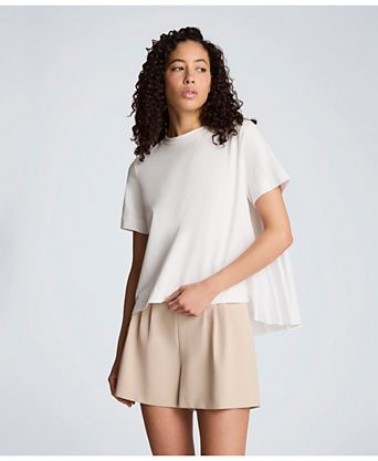 Women's Short-Sleeve High-Low Pleated Back T-Shirt