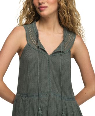 Women's Peplum Lace Trimmed Sleeveless Tank