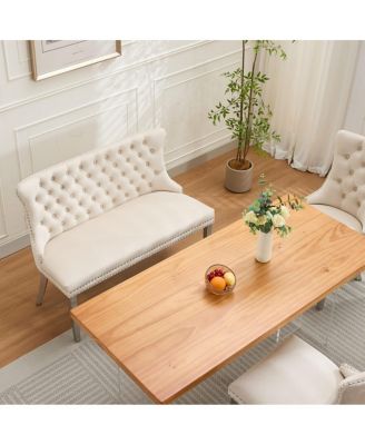 Streamdale Velvet Double Dining Loveseat Bench, 2-Seat Tufted Bench w/Handmade Buttons