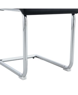 4-Piece Black PU Leather Dining Chair Set