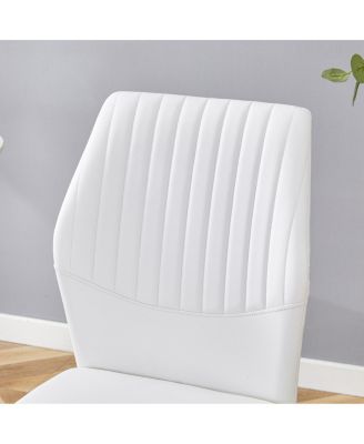 Streamdale Luxury Simple Chair - Set of 6 White PU Dining Chairs with Metal Silver Legs