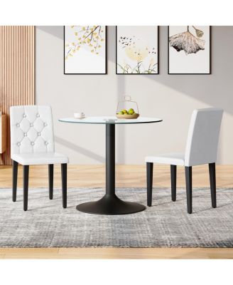 PU Dining Chair with Ergonomic Buckle Backrest