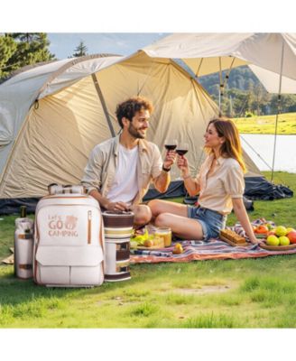 4-Person Picnic Backpack with Insulated Cooler, Blanket and Tableware Set