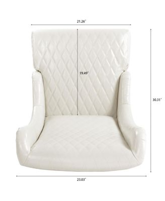 Faux Leather High-Back Accent Chair, Comfy Wingback Living Room Chair