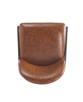 Matte Bronze Faux Leather Bar Stool with Curved Backrest (Set of 2)