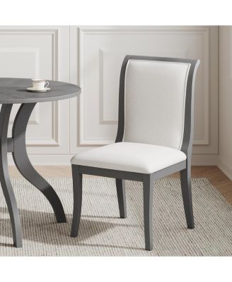 Oak Gray Upholstered Dining Chairs (Set of 2) - Traditional Elegant Fabric Side Chairs.