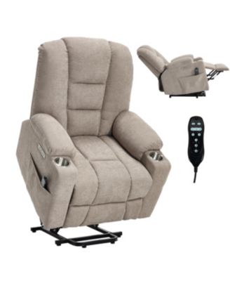 Power Lift Recliner Chair with Massage, Heat, USB Ports, Khaki