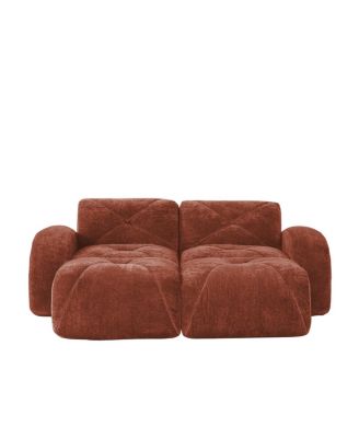 U-shaped Boneless Sofa, Soft Velvet, Tufted, 32D Sponge, No Assembly.
