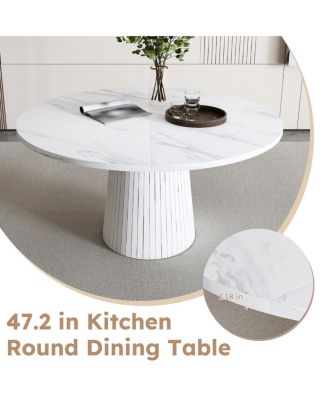 Streamdale Round MDF Dining Table for 4, Modern Farmhouse Kitchen Table